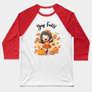 Fall for Our Adorable Chibi Art - Cute and Cozy Autumn Vibes, Yay FALL! Baseball T-Shirt